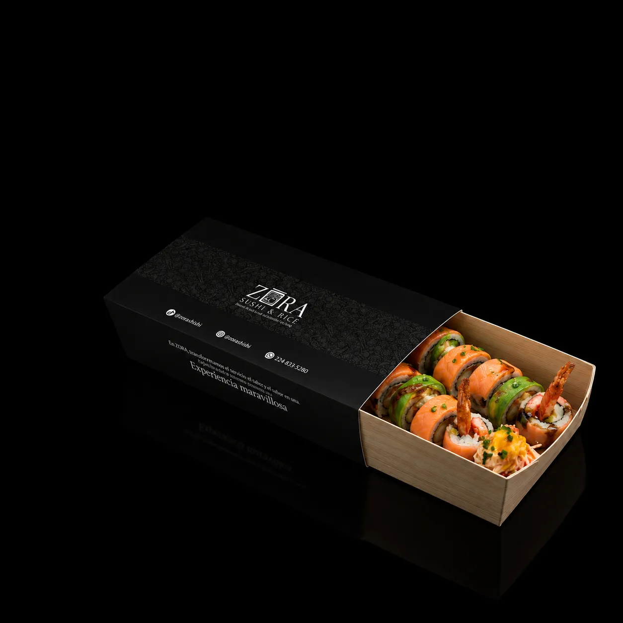 Empaque premium de sushi ZŌRA en Neiva